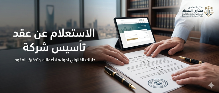 الدليل القانوني الشامل: الاستعلام عن عقد تأسيس شركة وطباعته وفق النظام السعودي
